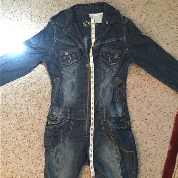 DEREON DENIM WOMEN’S JEANS ZIP UP SEXY JUMPSUIT, M - Picture 5 of 6